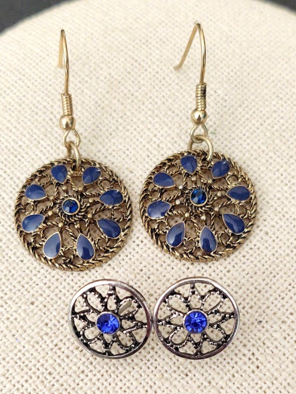Blue earring bundle-gold and silver tone